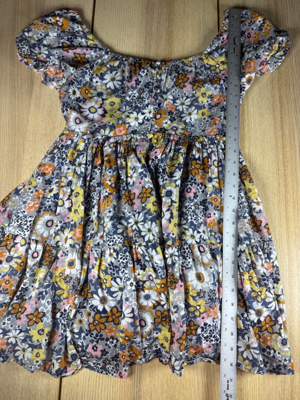 American Eagle Outfitters Floral Puff-Sleeve Mini Dress in White, Orange, Yellow - Picture 4 of 7